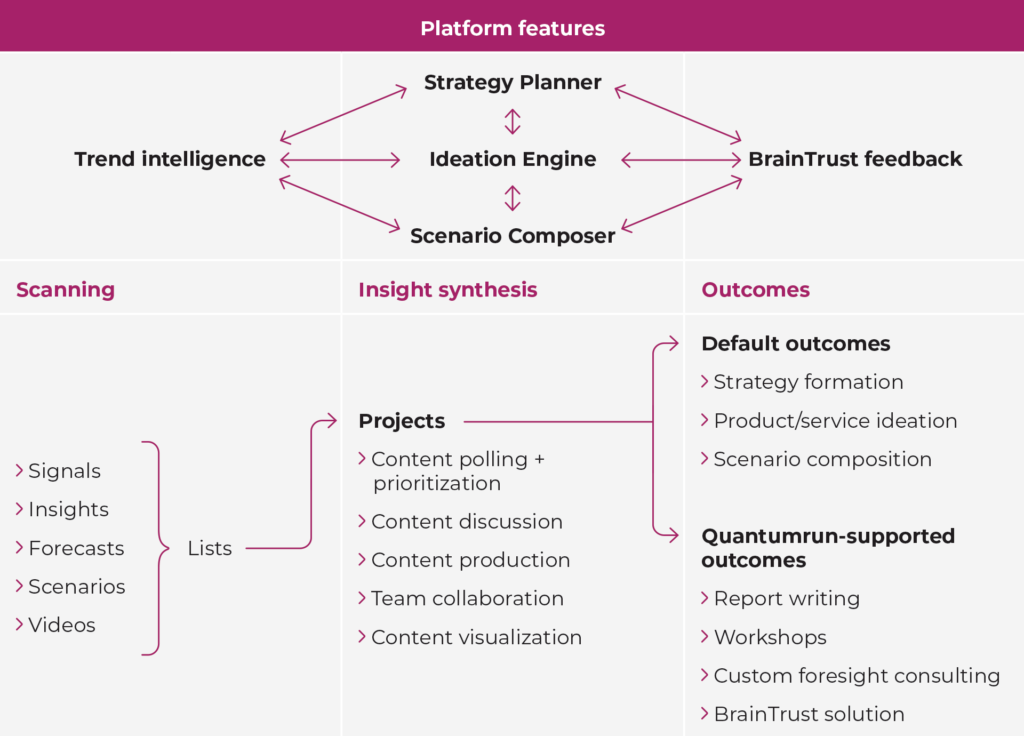 Diagram of the Quantum Foresight Platform features. 